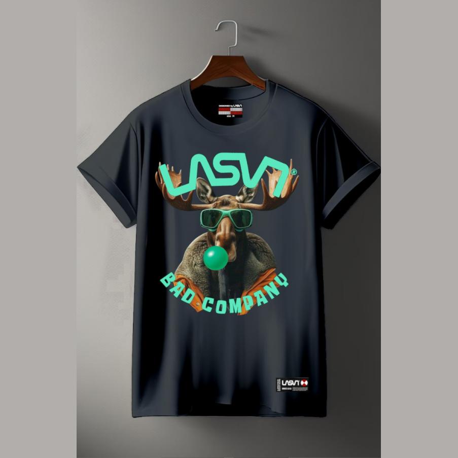 Camiseta de hombre LaSal Bad Alce Negro desgastado - Imagen 2