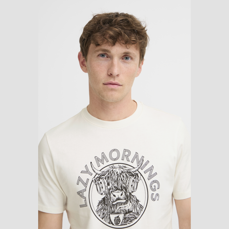 Camiseta Blend estampado toro cascos blanco - Imagen 2