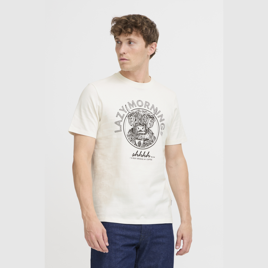 Camiseta Blend estampado toro cascos blanco