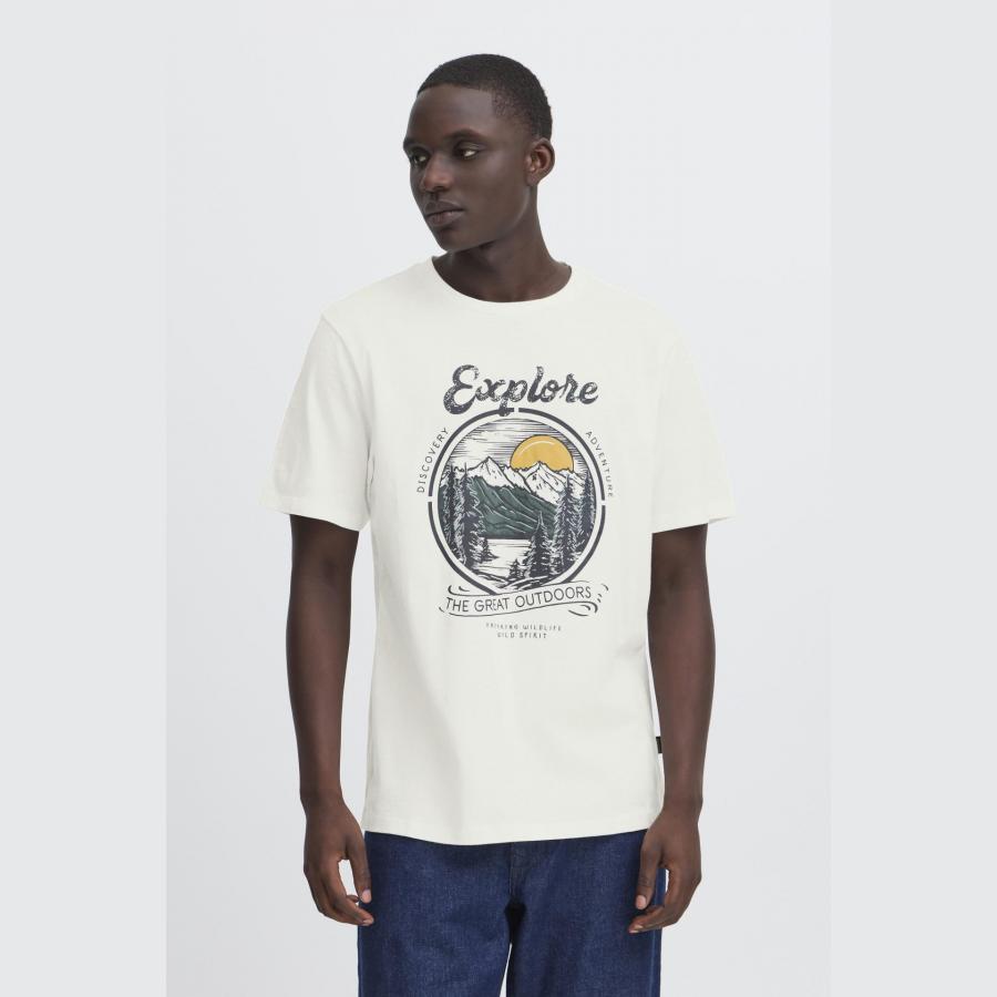 Camiseta Blend estampado montaña blanco