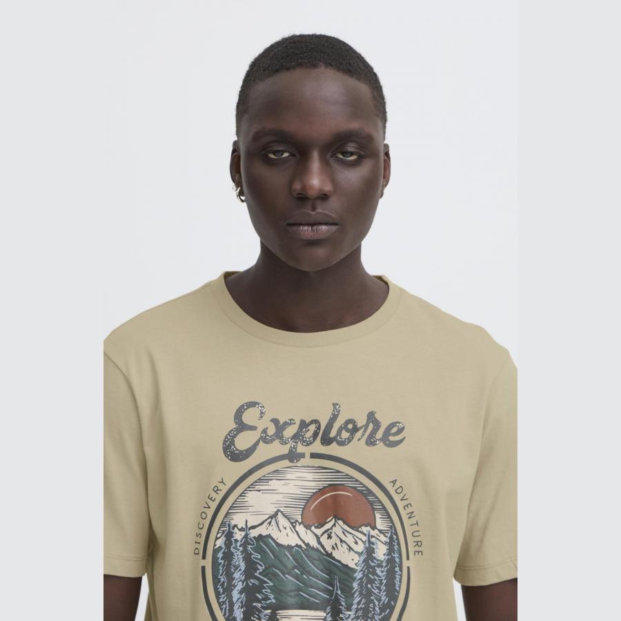 Camiseta Blend estampado montaña beige - Imagen 2