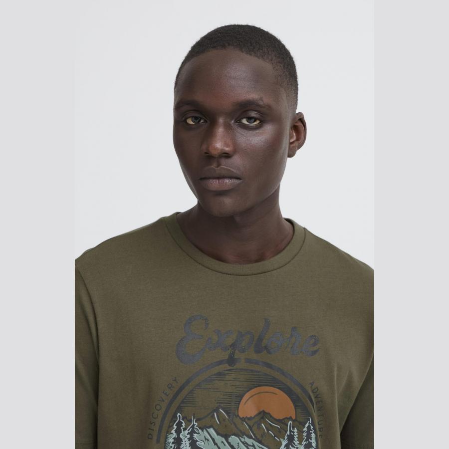 Camiseta Blend estampado montaña Col. Kaki - Imagen 2