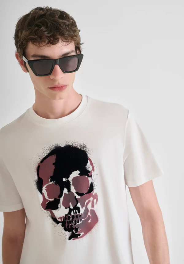 Camiseta Antony Morato con estampado calavera Cream