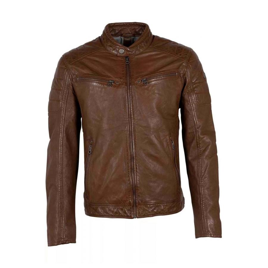 Cazadora Mauritius piel regular fit biker Col. Cognac - Imagen 3