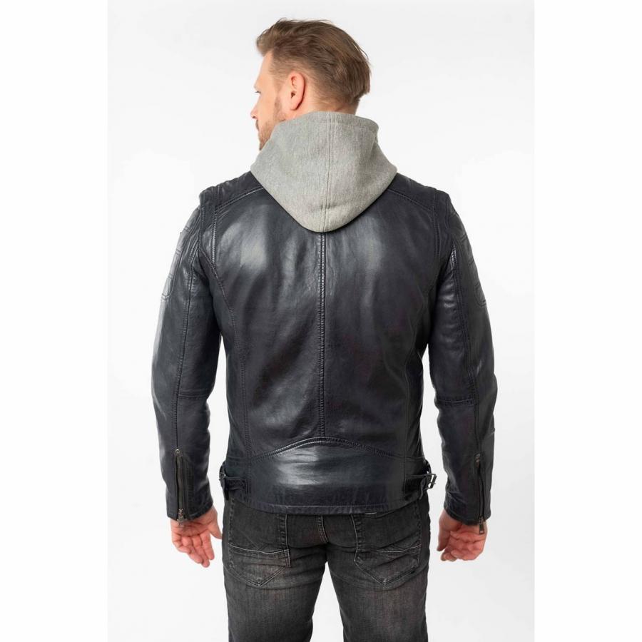 Cazadora Mauritius Biker con capucha Dark Blue - Imagen 3