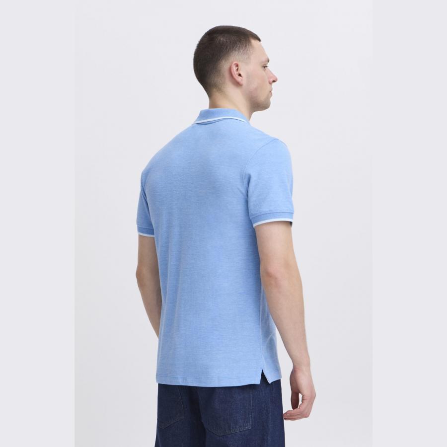 Polo Blend jaspeado cuello y manga a contraste Azul - Imagen 2