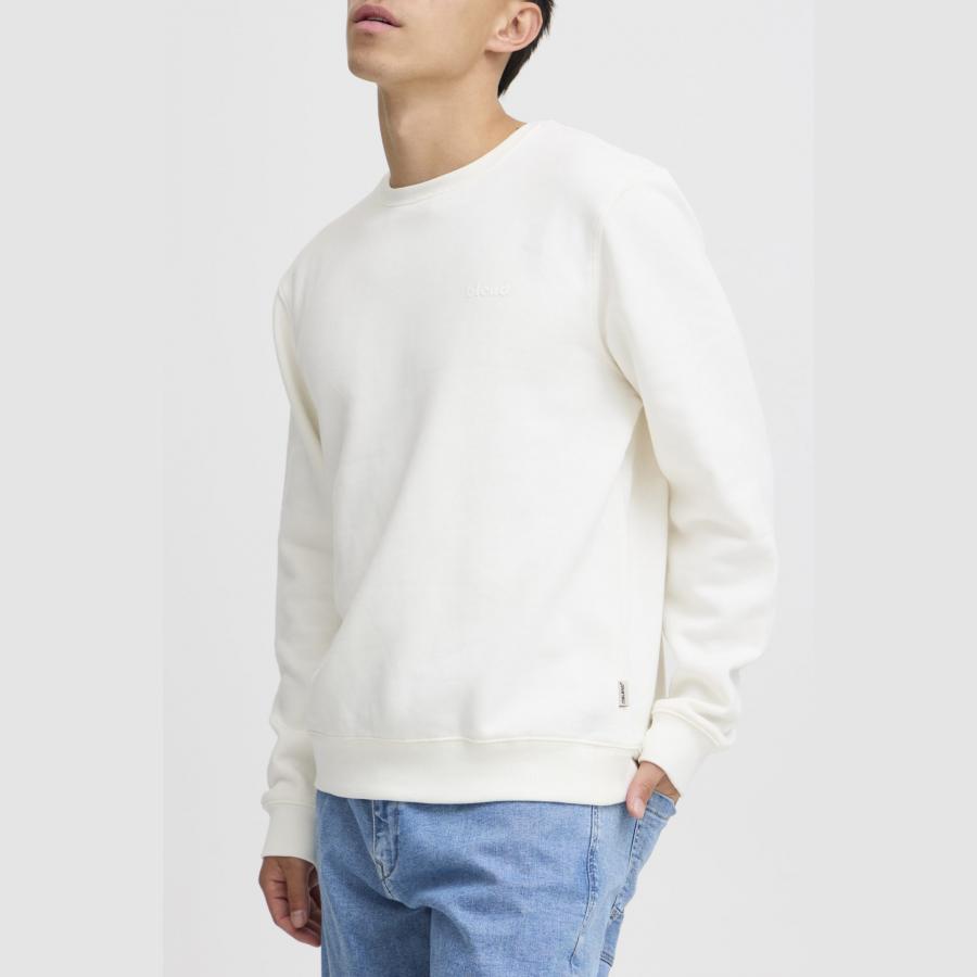 Sudadera Blend lisa de cuello redondo blanco