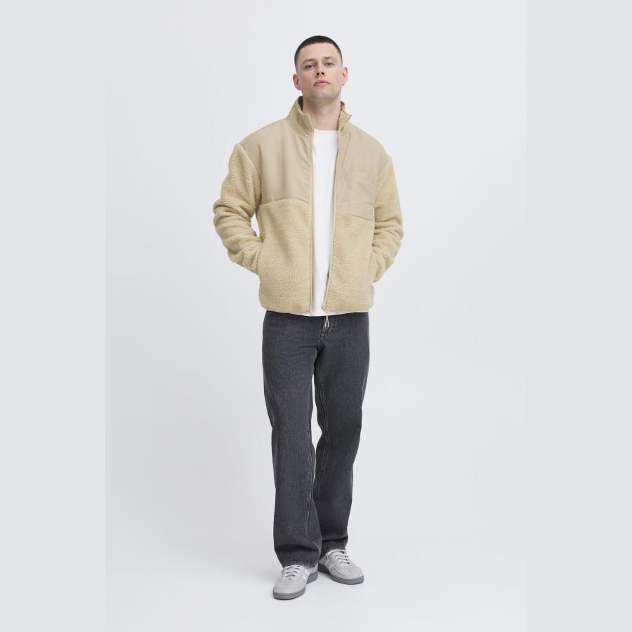 Chaqueta Blend de borreguito dos texturas Beige