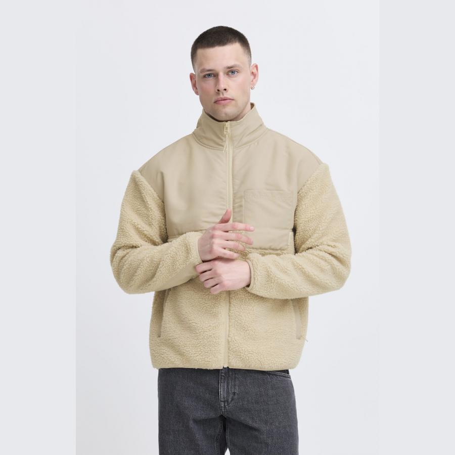 Chaqueta Blend de borreguito dos texturas Beige - Imagen 2