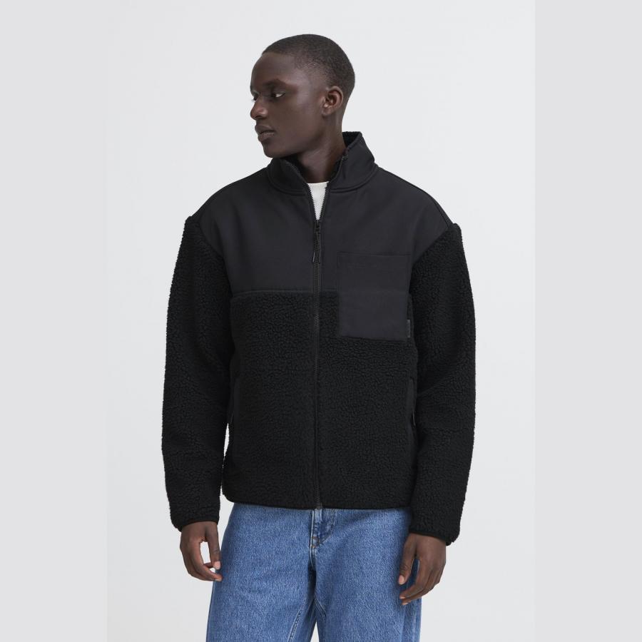 Chaqueta Blend de borreguito dos texturas Negro - Imagen 2