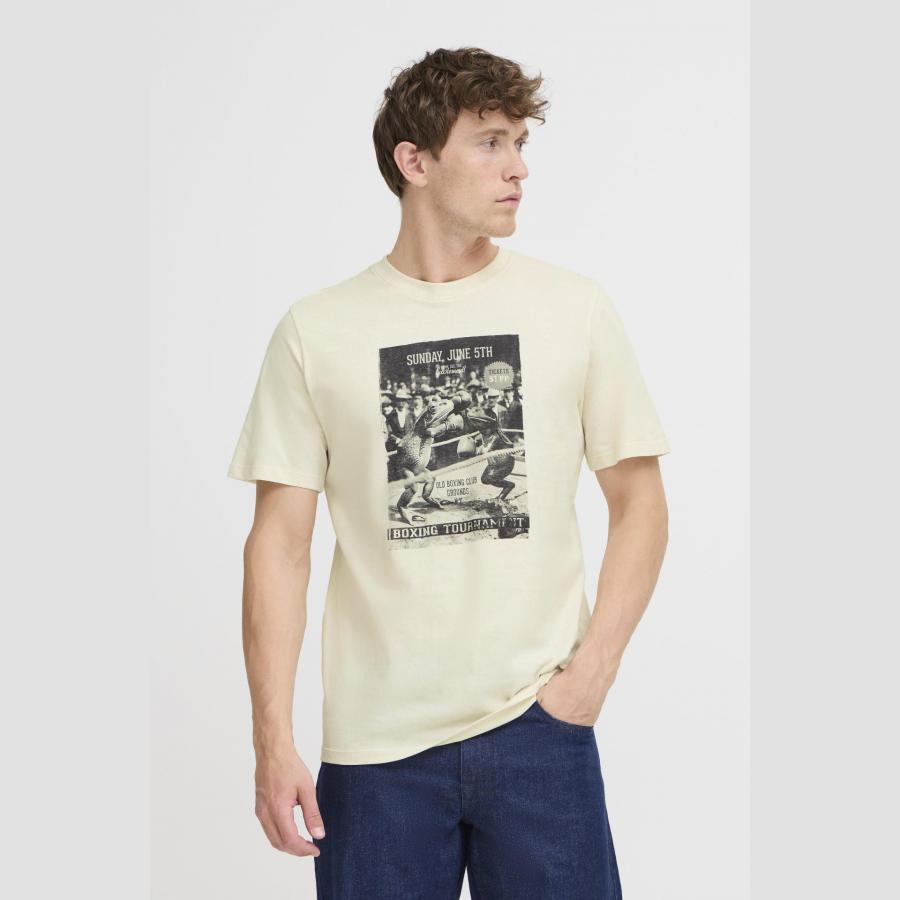 Camiseta Blend de algodón con estampado Beige