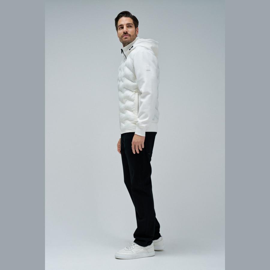 Chaqueta Salsa acolchada con mezcla de materiales Blanco roto - Imagen 3