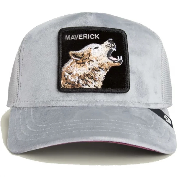 Gorra trucker gris lobo Maverick Wolf Velour The Farm de Goorin Bros. - Imagen 2