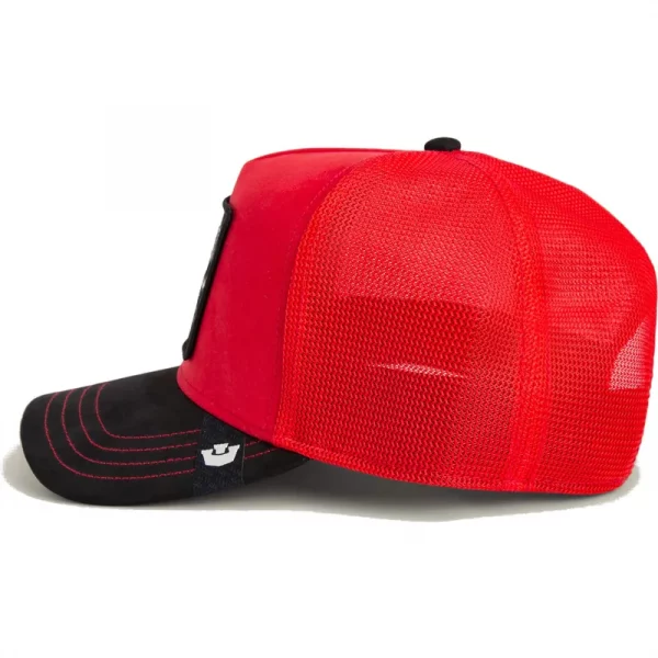 Gorra trucker roja y negra búfalo Ruthless Buffalo Suede The Farm de Goorin Bros. - Imagen 2