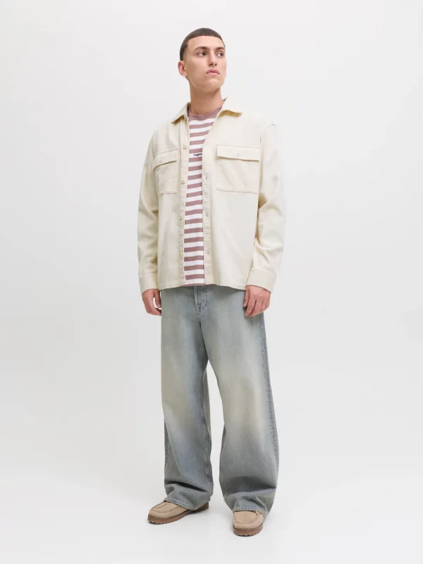 Sobrecamisa JJEPerfect Corduray overshirt Antique White - Imagen 2