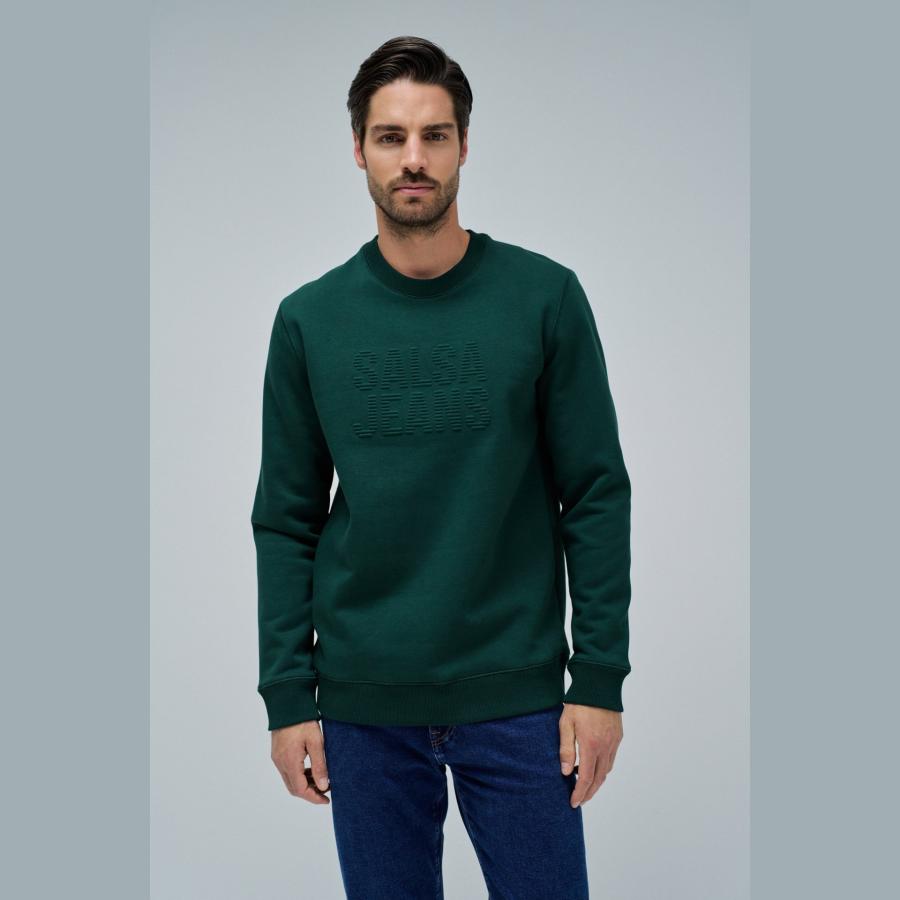 Sudadera Salsa Jeans con logo en relieve Col. Verde Botella