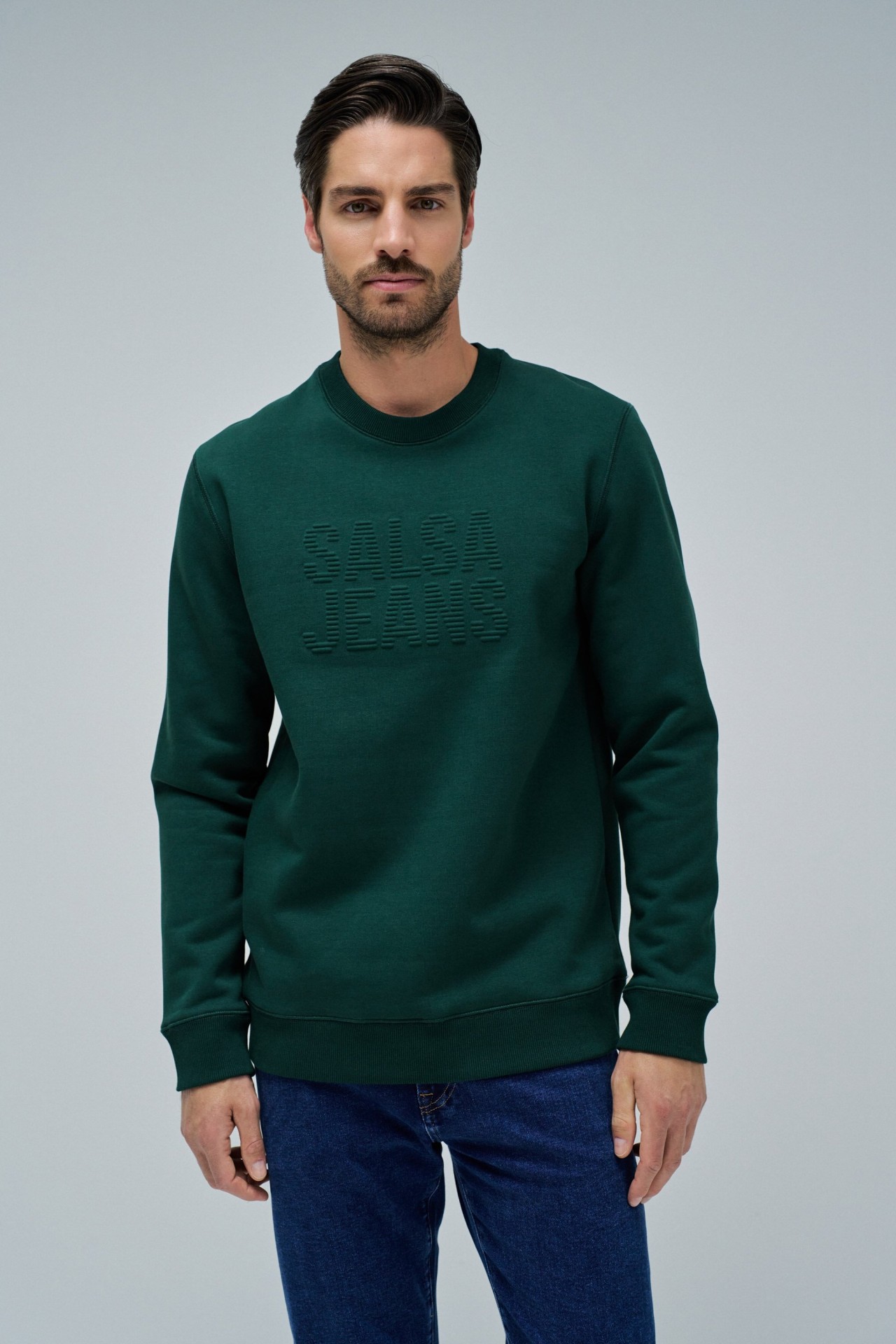Sudadera Salsa Jeans con logo en relieve Col. Verde Botella
