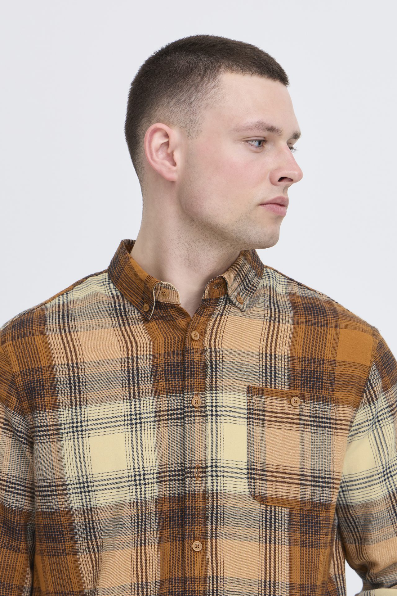 Camisa Blend de cuadros Col. Ocre-Beige - Imagen 3