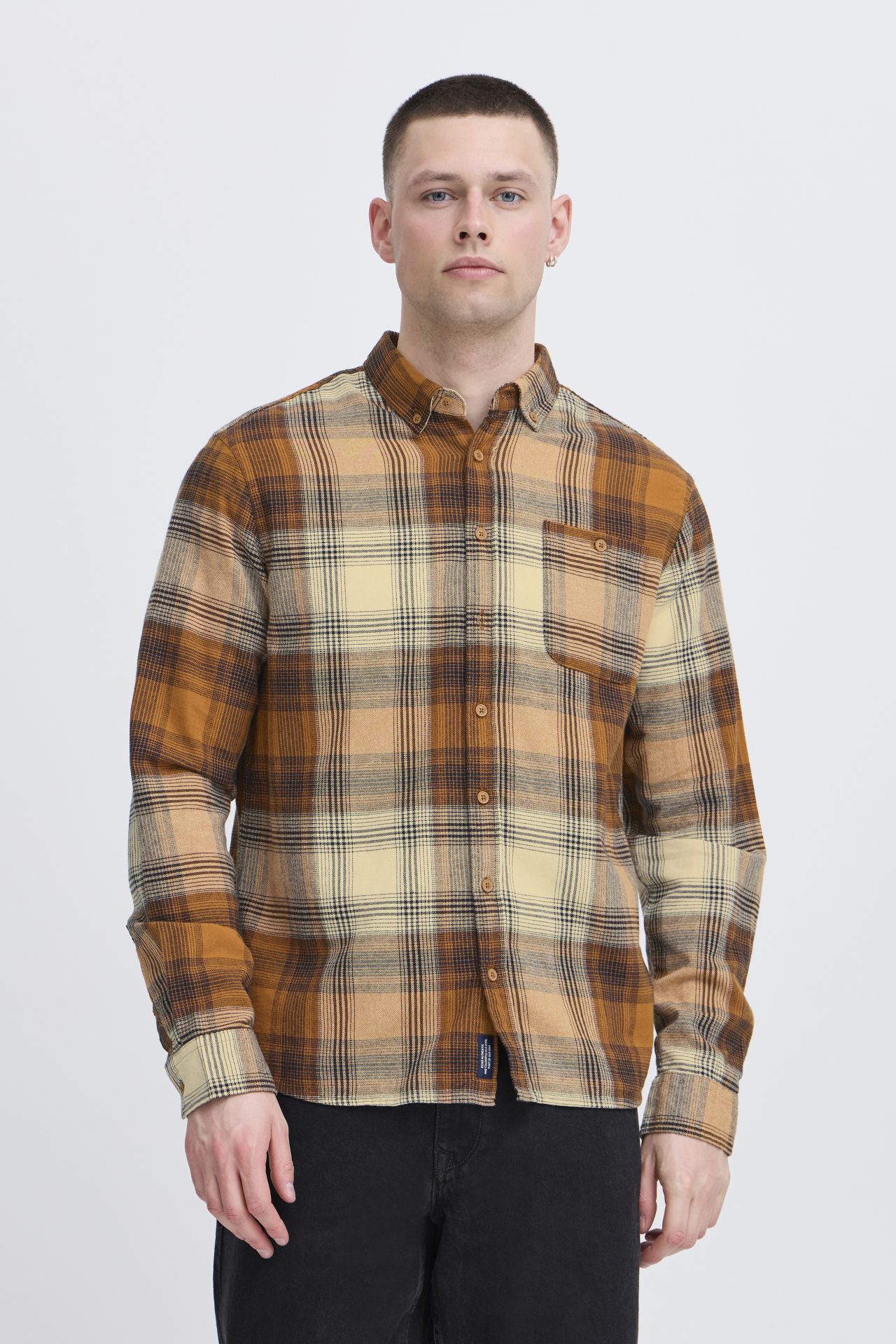 Camisa Blend de cuadros Col. Ocre-Beige