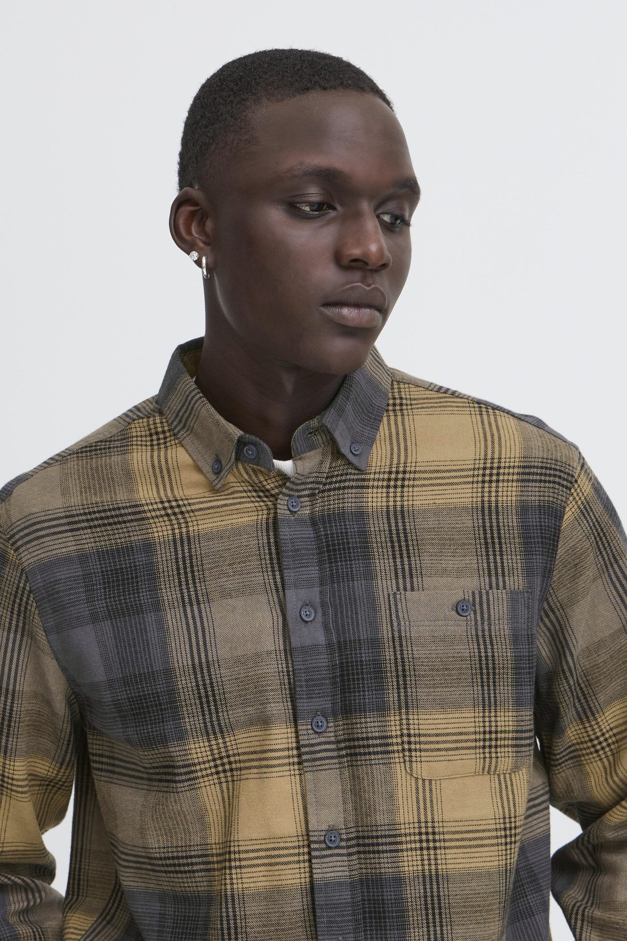 Camisa Blend de cuadros Col. Beige-gris - Imagen 3