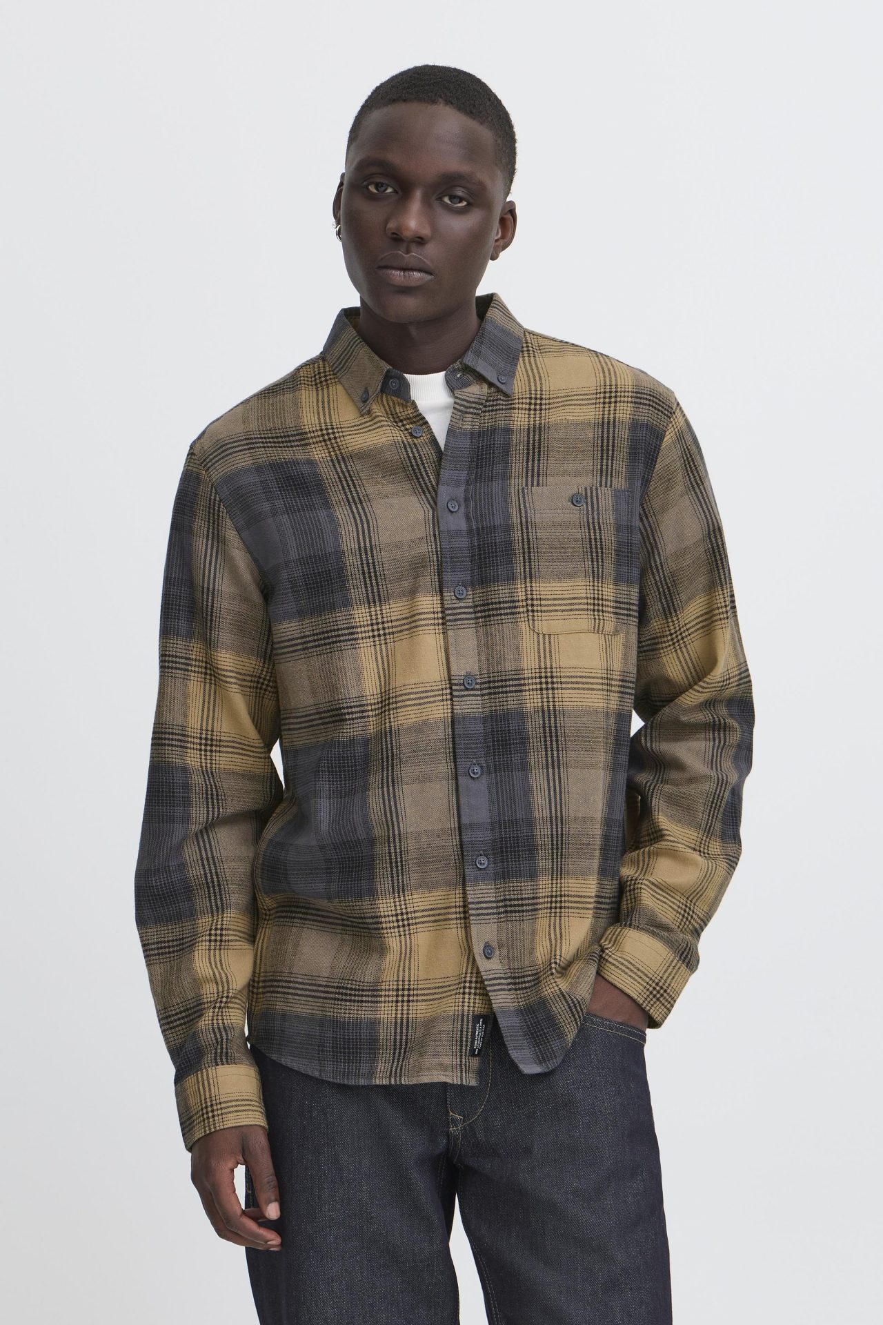 Camisa Blend de cuadros Col. Beige-gris
