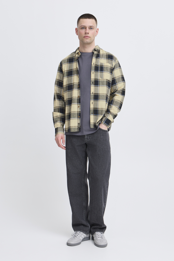 Camisa Blend de cuadros Col.Crudo-Gris