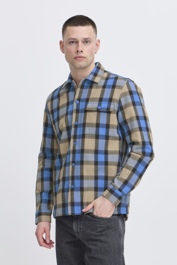 Sobrecamisa Blend de cuadros Col. Azul-Beige - Imagen 3