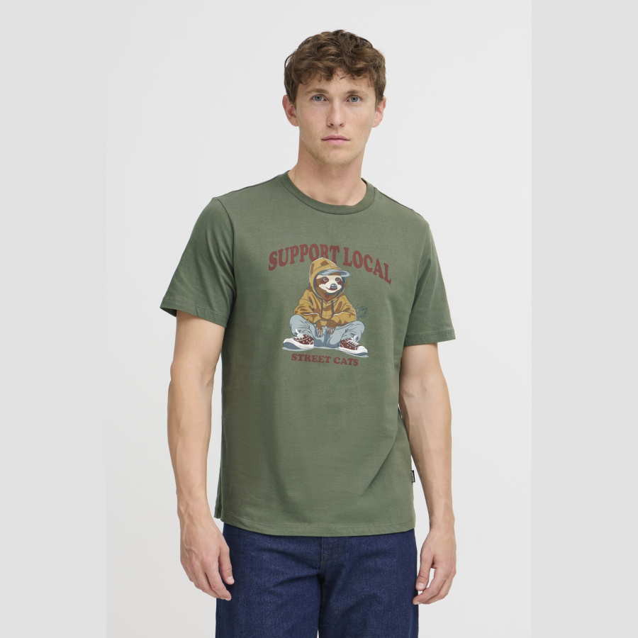 Camiseta Blend de estampado animal con sudadera Verde