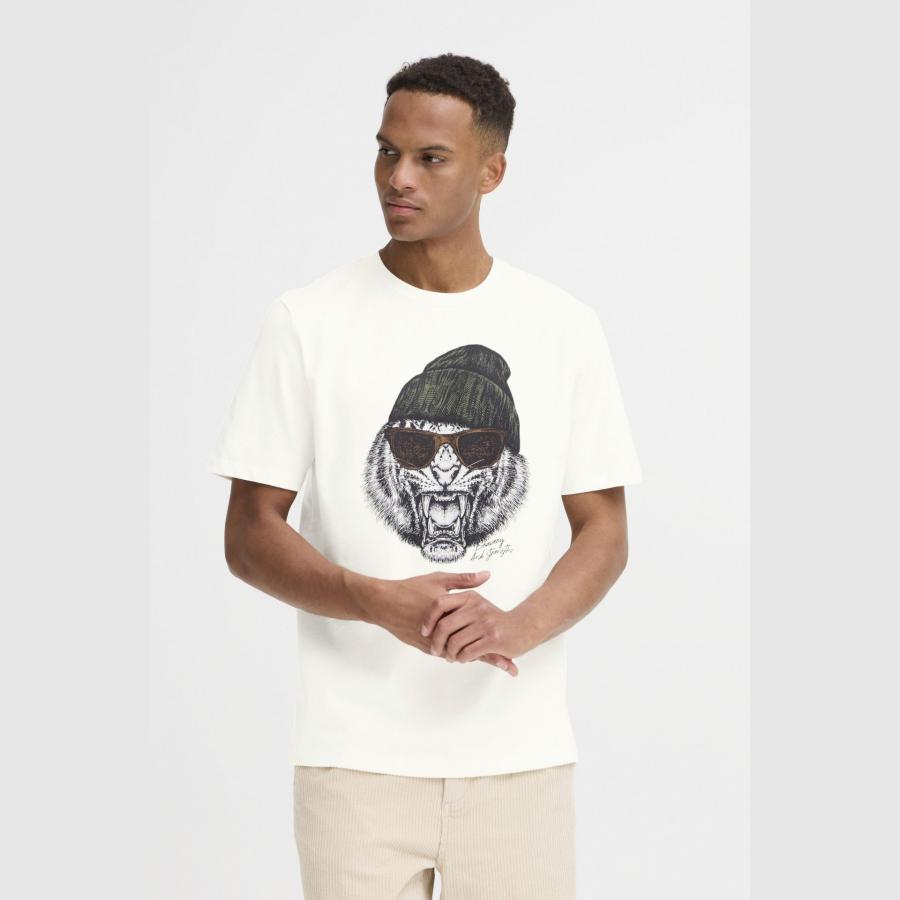 Camiseta Blend estampado animal tigre Blanco