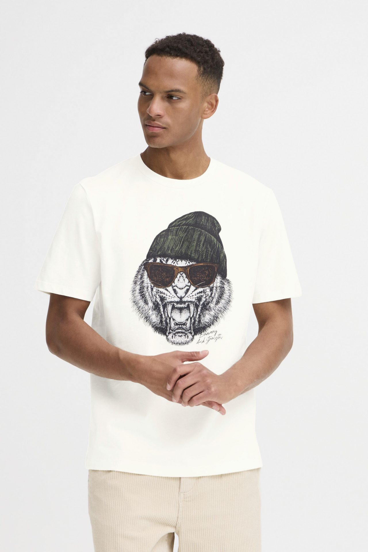 Camiseta Blend estampado animal tigre Blanco