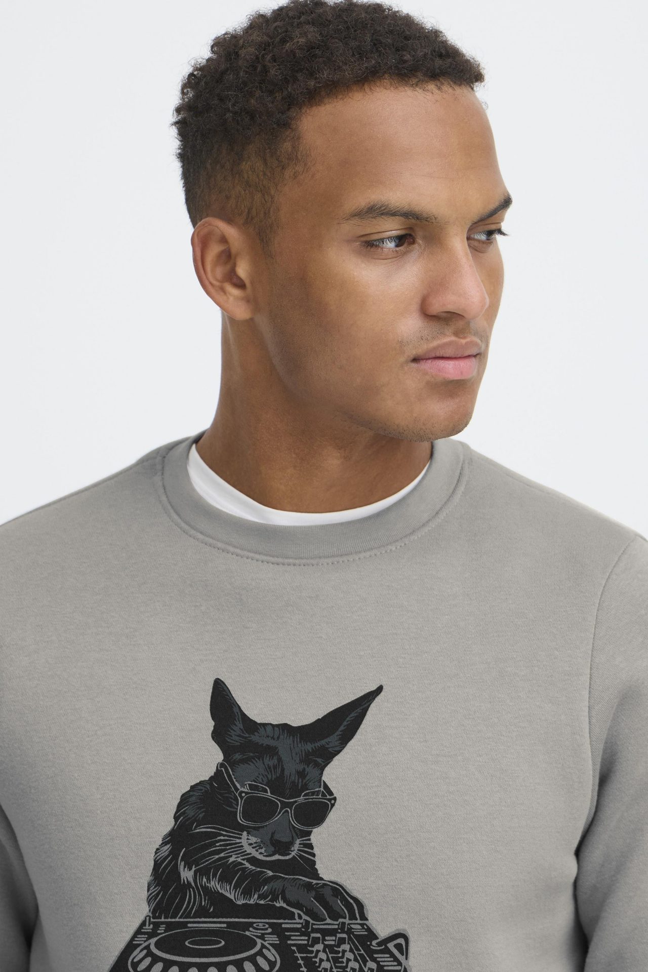 Sudadera Blend estampado gato Gris - Imagen 3
