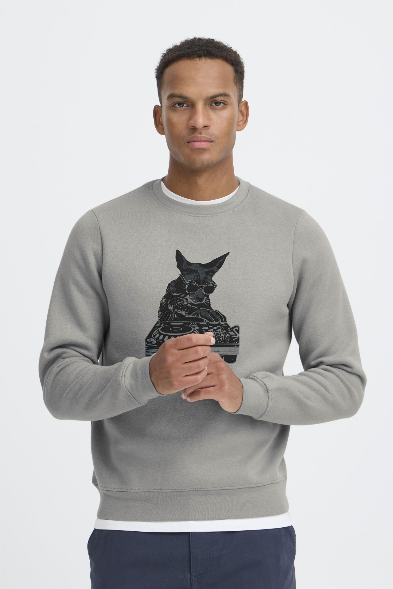 Sudadera Blend estampado gato Gris