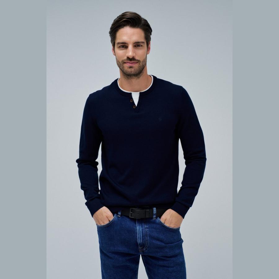 Jersey Salsa de punto fino con efecto camiseta Marino