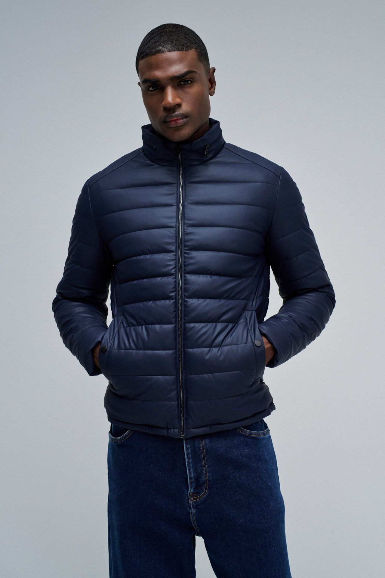 Chaqueta acolchada Salsa efecto piel Marino