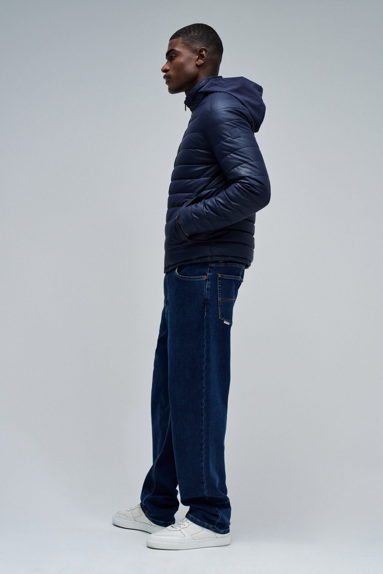 Chaqueta acolchada Salsa efecto piel Marino - Imagen 3
