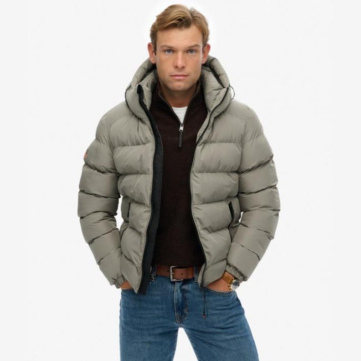 Chaqueta acolchada Superdry Hooded sports light khaki green - Imagen 3