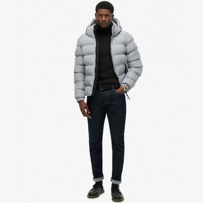 Chaqueta Superdry acolchada Hooded Sports puffer jacket washed denim - Imagen 3