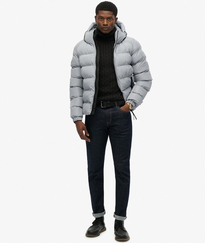 Chaqueta Superdry acolchada Hooded Sports puffer jacket washed denim - Imagen 3