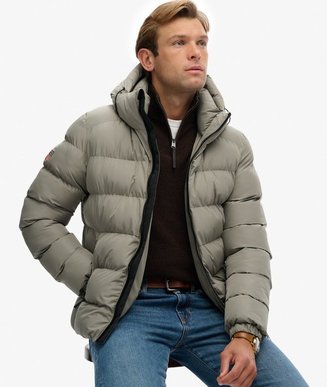 Chaqueta acolchada Superdry Hooded sports light khaki green