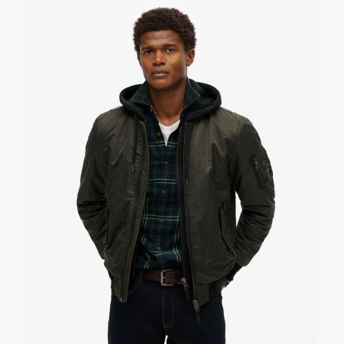 Cazadora bomber Superdry militar washed dark green