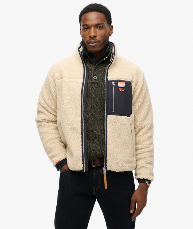 Chaqueta Superdry de borreguito Retro Vintage Beige avena