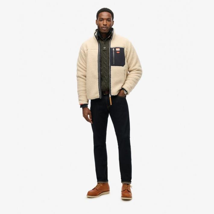 Chaqueta Superdry de borreguito Retro Vintage Beige avena - Imagen 3