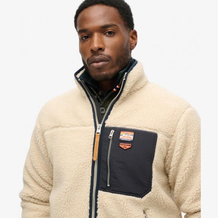Chaqueta Superdry de borreguito Retro Vintage Beige avena - Imagen 2