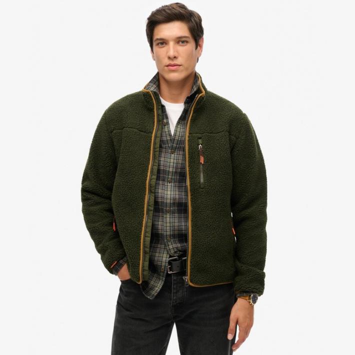 Chaqueta Superdry de Forro Polar Sherpa Outdoor olive green