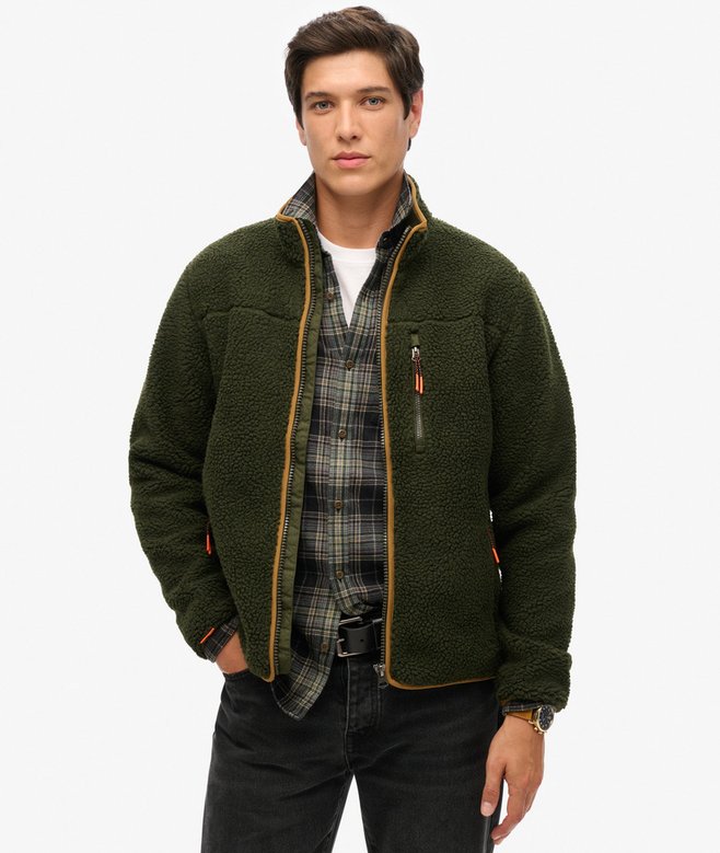Chaqueta Superdry de Forro Polar Sherpa Outdoor olive green