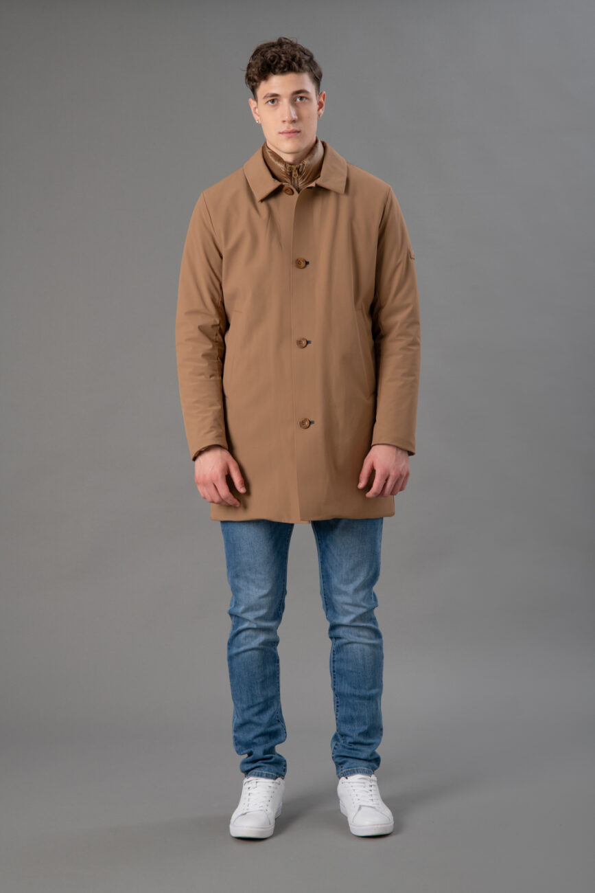 Gabardina Rihunik camel nailon elástico reforzado