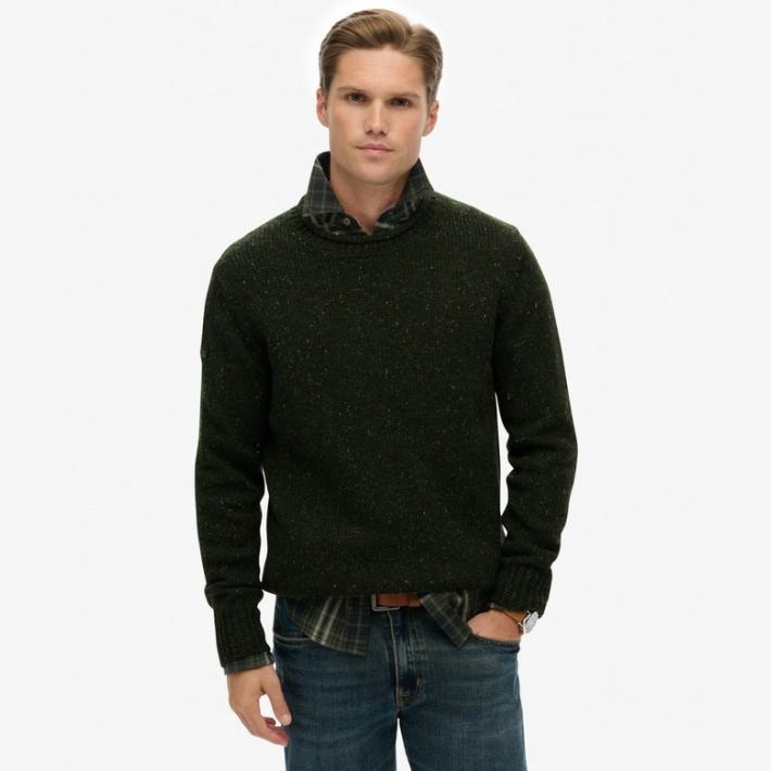 Jersey de punto Superdry Donegal Jumpers Green Donegal
