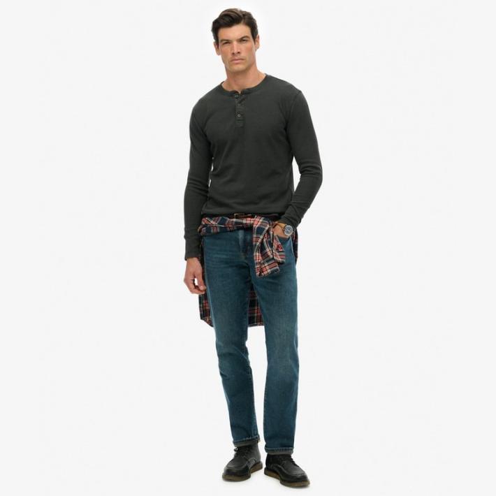 Camiseta Superdry de manga larga cuello con botones Col. Negro lavado - Imagen 2