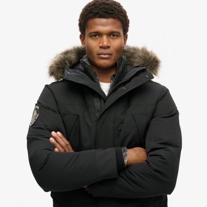 Parka Superdry de pelo sintético Everest Col. Negro - Imagen 3