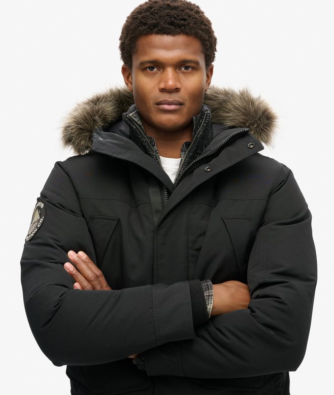 Parka Superdry de pelo sintético Everest Col. Negro - Imagen 3